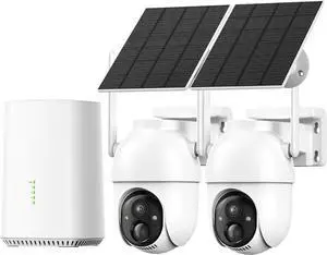 Aume Security Cameras Wireless Outdoor with Home Base, No Subscription, Solar Powered, 4MP Live View, 360° Panoramic View, Color Night Vision, Local Storage, Support 5G&2.4G WiFi, Home Security System