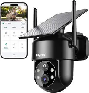 2K 2.4g WiFi Security Cameras Wireless Outdoor, 360° View Solar Cameras for Home Security, Color Night Vision, AI Detection, 2-Way Audio, Spotlight Siren Alarm, SD/Cloud Storage