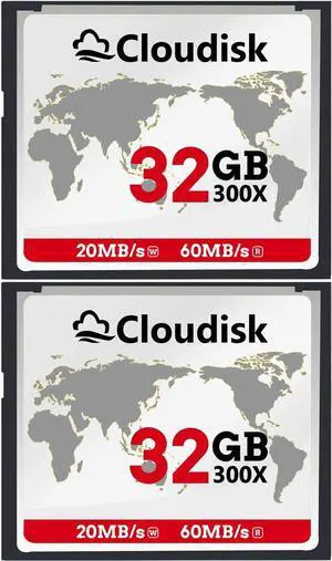 Pack of 2 Compact Flash Card 32GB 300X CF 2.0 Card Performance for DSLR Camera, Vintage Digital Camera and Industry Equipment (32 GB)