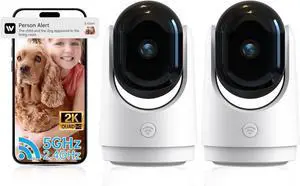 Security Camera Indoor Cam-2K 360° WiFi Cameras for Home Security,Pan & Tilt,Pet/Dog/Baby Camera with Phone app,2-Way Audio,Night Vision,24/7 Cloud & Micro SD Card Storage 2 Pack