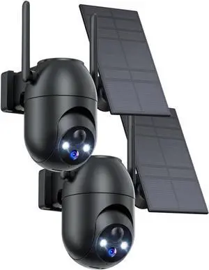 Security Cameras Wireless Outdoor Solar: 2K WiFi Camera for Home Security System - Battery Powered Cam IP66 Waterproof Motion Sensor 360° CCTV Camera- 5G Not Supported