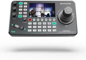 AVKANS NDI Camera Joystick Controller, 5inch Preview Screen, IP POE PTZ Control Keyboard with 4D-Joystick for Worship Church Live Streaming (PowerJoy)