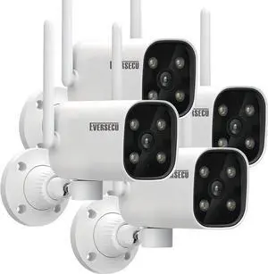 EVERSECU 2K WiFi PTZ Bullet Camera, Outdoor/Indoor, Pan/tilt, 2-Way Audio, Night Vision, Motion Detection Auto Tracking, Waterproof, Remote Access, RTSP Stream, Compatible with Alexa(4pack)