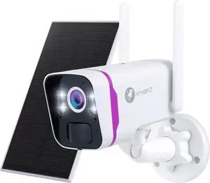 XMARTO 100% Wire-Free 4MP HD Solar Security Camera Wireless for Home Surveillance (All-Weather Solar Charge, AI Motion Detection, Spot Light and Siren, SD, NVR & Cloud Storage)