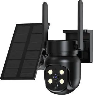 2.4G/5G WiFi 6 Wireless Outdoor 360° View Security Camera, 2K, Solar Powered 4MP, Color Night Vision, AI Human Detection, Pan/Tilt, Spotlight & Siren, 2-Way Talk, Cloud/SD Storage, IP65