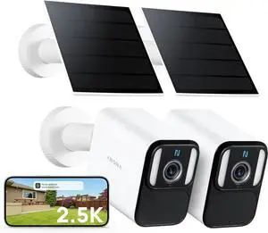 Anona Lucio 2.5K Security Camera Outdoor Battery Wireless with Solar Powered, Color Night Vision & 138° FOV, Multi-Object Detection, No Hub Needed, Two-Way Audio, IP67, 2 Pack
