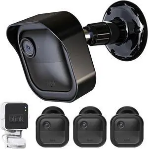 All-New Blink Outdoor Camera Housing and Mounting Bracket for Blink 4th Gen & 3rd Gen, 3 Pack Protective Cover and 360° Adjustable Mount with Sync Module 2 Outlet Mount (Black)