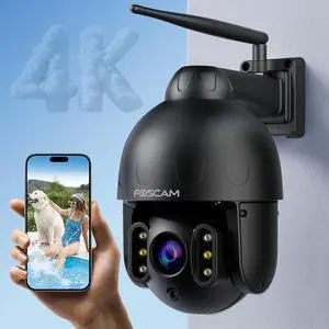FOSCAM 4K/8MP Security Cameras Wireless Outdoor, 5GHz&2.4GHz WiFi Surveillance Camera with Auto Tracking, 4X Optical Zoom,AI Human/Vehicle Detection,165FT Color Night Vision,2-Way Audio,360° PT,IP66