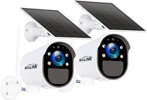 WOOLINK 2PK Solar Security Cameras Wireless Outdoor with PR 225°, 2.4GHz WiFi Cameras for Home Security with Solar Panel, AI Detection, 1080P Color Night Vision, SD/Cloud, 2-Way Talk, IP65 Waterproof