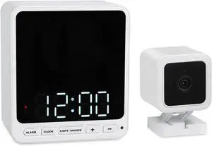 Wasserstein Alarm Clock Camera Case - Compatible with Wyze Cam V4/V3/V3 Pro/OG - Cover for Low-Key Camera Placement (White) (Camera NOT Included)