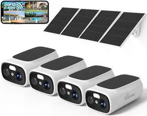 Rraycom 2.5K Solar Security Cameras Wireless Outdoor, 2.4/5Ghz WiFi Battery Solar Powered Security Camera System,Forever Power,Color Night Vision,AI Detection, 2 Way Audio,Spotlight,No Monthly Fee