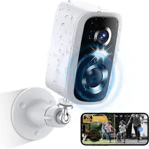 Security Cameras Wireless Outdoor - HD 2K Battery Powered Cameras for Home Security Outside, 2.4G WiFi Surveillance Indoor AI Motion Detection,Color Night Vision,2-Way Talk,Waterproof