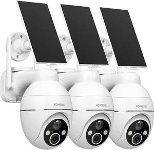 3G2 Solar Security Camera Outdoor,360°View Pan/Tilt,Two-Way Talk,Easy to Setup,Audible Flashlight Alarm,Motion Alert,SD Slot Cloud Storage,Tech Support,Work with Alexa Google Home,CloudEdge