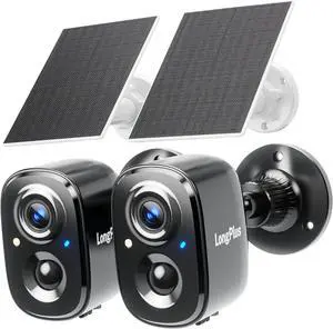 LongPlus Solar Security Cameras Wireless Outdoor, VicoHome Camera Wireless Camera for Home Security, 2 Pack 2K Battery Powered WiFi Cameras with AI Motion Detection, 2-Way Talk, Cloud/SD Storage