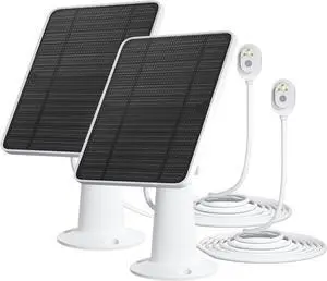 Solar Panel Charger Compatible with Arlo Pro 5S/Pro 4/Pro 3/Pro 3 Floodlight/Ultra/Ultra 2 Camera, 6V 4.5W Solar Panels Charging IP65 Weatherproof w/ 9.8ft Charging Cable Adjustable Wall Mount, 2 Pack