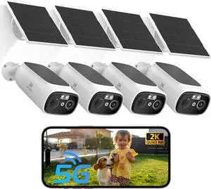 ELECCTV 2K Solar Camera Outdoor Wireless, 2.4/5 Ghz WiFi Cameras for Home Security,130°-Wide View,Color Night Vision, IP65 Waterproof,2-Way Audio,Cloud/SD, Support Alexa