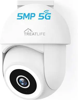 TREATLIFE 5MP Ultra HD 2.4G/5G WiFi Security Camera Outdoor Wired, Cameras for Home Security, Spotlight/Siren, AI Motion Detection, Color Night Vision, 2-Way Audio, Works with Alexa, Google Home, App