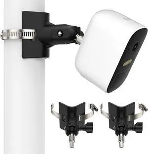 Outdoor Camera Mount for Arlo Pro 5S/Pro 4/Pro 3/Ultra 2/Essential XL, for eufyCam 2C/2C Pro and More 1/4 Threaded Camera No Drill Pole Mount (Black, 2 Pack)