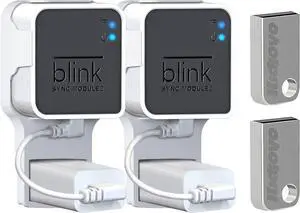 256GB USB Flash Drive & Outlet Wall Mount for Blink Sync Module 2 with Short Cable - Save Space - No Messy Wires - Easy Move Mount Bracket Holder for Blink Outdoor Indoor Security Camera (2 Pack)