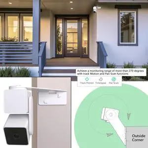 2Pack Wall Mount for Wyze Cam Pan V4 V3, Outside Corner Bracket for Wyze Cam Outdoor Indoor, Full Side Coverage, Improves The Field of View Reduce Blind Spots