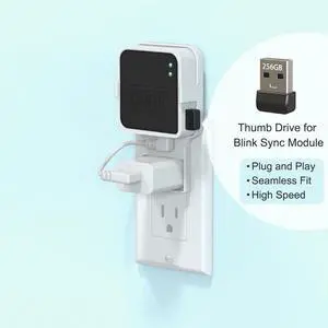 256GB Blink USB Flash Drive, with Outlet Wall Mount for Sync Module, Space-Saving Mount Bracket Holder for Blink Outdoor/Indoor Security System (Sync Module 2 is NOT Included),1Pack