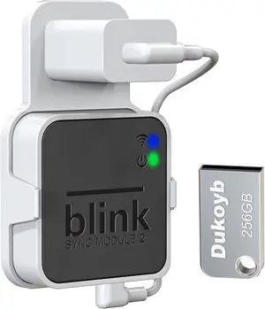 256GB USB Flash Drive and Outlet Wall Mount for Blink Sync Module, with Short Cable Easy to Move, Space Saving, Local Video Storage for Outdoor/Indoor Camera (Sync Module 2 Not Included)