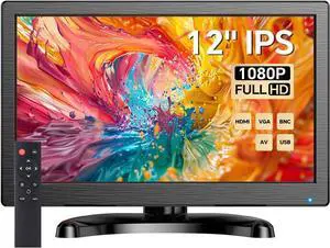 Eyoyo CCTV Monitor 12 Inch Small Computer Monitors 1920x1080P Mini LED Display with HDMI VGA AV BNC USB Ports IPS Screen Security Monitor Built in Speaker for Home Office