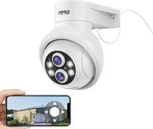 MMQ Security Camera Wireless, 2MP Dual Lens Camera for Home Security, Outdoor Camera PTZ with 10X Hybrid Zoom, Auto Tracking Human Detection, 2-Way Talk, Color Night Vision, Compatible with Alexa