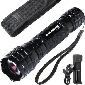 DARKBEAM ir Flashlight Infrared 850nm Lights LED Mini for Night Vision, Rechargeable Portable Tactical ir Illuminator Torch, Focus Adjustable for Hunting, Observation, Search