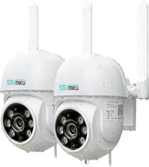 SOVMIKU 2CA3 AI Auto Tracking Mini 2K Security Camera Wireless Outdoor, Two-Way Audio, 9.8Ft Power Cable, Easy to Setup, 360° View, Pan/Tilt, Color Night Vision, Audible Flashlight Alarm, SD Slot
