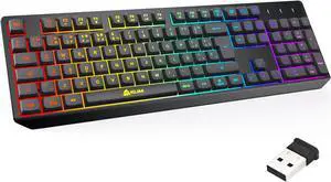 KLIM Chroma Wireless Spanish (España) Keyboard, RGB Backlit Wireless Keyboard, Rechargeable Battery, Quiet, Water-Resistant, Plug & Play for PC, Mac, PS4/PS5
