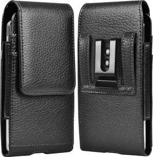 Takfox Phone Holster for Samsung Galaxy S25 Ultra S24 Plus S23 S22 S21 S20 FE 5G S10 A17 A16 A15 A14 A13 A35 A26 A36 A56 A51 A71 5G, Note 20 J7 J3 Leather Cell Phone Pouch Belt Clip Holder Case,Black