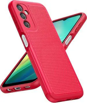 FNTCASE for Samsung Galaxy A14 5G Case: Dual Layer Protective Heavy Duty Cell Phone Cover Shockproof Rugged with Non Slip Textured Back - Military Protection Bumper Tough - 2023, 6.6inch (Red)