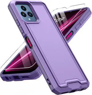 for REVVL 6 5G / REVVL 6X 5G Phone Case, with Screen Protector, Heavy Duty Dual Layer Case, Military Grade Drop Proof Rugged Protective Shell (Purple)