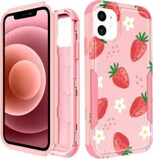 for iPhone 11 Case - Women Cute Girls Phone Cover Girly Aesthetic Unique Design Teen Kawaii Strawberry Heavy Duty Protective Hard Shockproof Military Grade Funda for iPhone 11