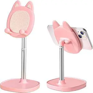 Cute Cat Phone Stand, Cat Head Cell Phone Holder for Desk,Angle&Height Adjustable Compatible with All Smartphone,iPhone,Samsung,Tablet,iPad-Pink Cute Cat Phone Stand, Cat Head Cell Phone Holder for Desk,Angle&Height Adjustable Compatible with All Smartphone,iPhone,Samsung,Tablet,iPad-Pink