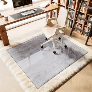 Tempered Glass Chair Mat, 42"x48" Office Chair Mat, Grey Carpet Protector Mat for Office Chair, Hides Dirt/Fur, Noise-Free Gliding Shatterproof for Pet/Kid/Family Tempered Glass Chair Mat, 42"x48" Office Chair Mat, Grey Carpet Protector Mat for Office Chair, Hides Dirt/Fur, Noise-Free Gliding Shatterproof for Pet/Kid/Family