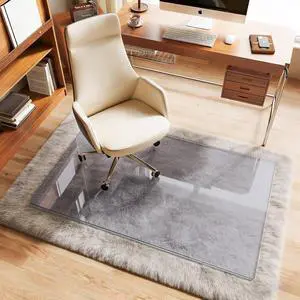 Glass Chair Mat, 30"x48" Heavy Duty Office Chair Mat for Carpet, Grey Carpet Protector Mat for Office Chair, Hides Dirt/Fur Better, Noise-Free Gliding Shatterproof for Home Office Desk Glass Chair Mat, 30"x48" Heavy Duty Office Chair Mat for Carpet, Grey Carpet Protector Mat for Office Chair, Hides Dirt/Fur Better, Noise-Free Gliding Shatterproof for Home Office Desk