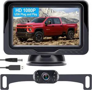 Backup Camera Ease Install for Car - USB Plug and Play, HD 1080P Rear View Camera Kit, Waterproof, Night Vision for Cars, Truck, SUV, Van, Camper Backup Camera Ease Install for Car - USB Plug and Play, HD 1080P Rear View Camera Kit, Waterproof, Night Vision for Cars, Truck, SUV, Van, Camper