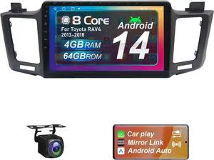 Upgraded Android 14 Car Radio for Toyota RAV4 2013-2018 4+64G with Wireless Carplay&Android Auto 10.1" Ultra HD Touchscreen, AM/FM/RDS, Backup Camera, SWC Upgraded Android 14 Car Radio for Toyota RAV4 2013-2018 4+64G with Wireless Carplay&Android Auto 10.1" Ultra HD Touchscreen, AM/FM/RDS, Backup Camera, SWC