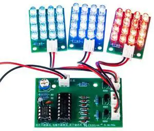 LED Water Flow Light Kit CD4017+NE555 Red White Blue Strobe Module Production Design