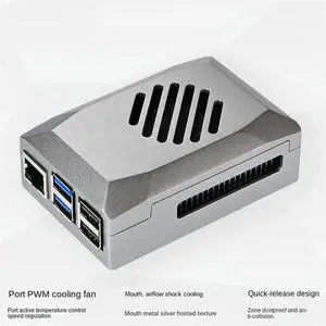 For Raspberry Pi 5Th Generation ABS Shell, Cooling Protective Shell With PWM Speed-Adjustable Fan For Cooling Computer Pa