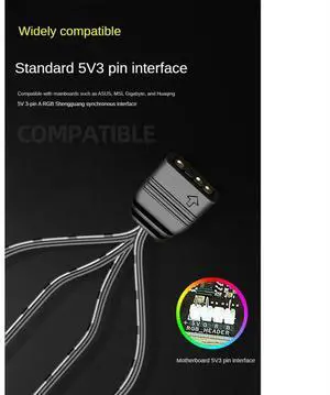 COOLMOON 5V 3Pin To SATA RGB Controller ARGB Controller Controller HUB Computer Fan LED Lighting RGB Control Cable