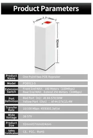 2 Port POE Repeater 10/100Mbps 1 To 2 Poe Extender With IEEE802.3Af/At Plug&Play 48V For Poe Switch NVR IP Camera AP Part
