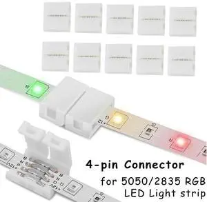 Led Light Connector Easy and Flexible LED Strip Connections 10PCS Solderless Connector for 10mm 4 Pin RGB Strip Led Light Connector Easy and Flexible LED Strip Connections 10PCS Solderless Connector for 10mm 4 Pin RGB Strip