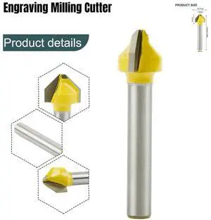 6mm  Shank Lock Hole Router Bit 90 Degree V-shaped Flat Head Chamfer Carbide Engraving Milling Cutter For Wood Woodworking Tool