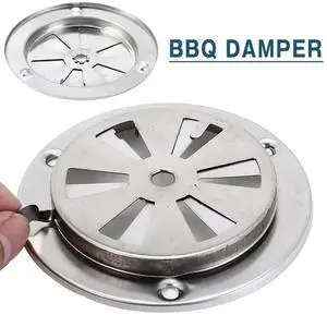 BBQ Grill Exhaust Vent Stove Air Vent Damper Stainless Steel Adjustable Size Vent Hole 9.5x9.5x3cm Silver Replacement Parts