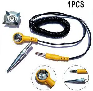 1PCS Anti-Static ESD Grounding Cable 180mm Coiled Cord Clip Claw PU Wire Repair Tools