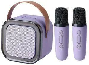 Dual Wireless Microphone Portable Karaoke Machine RGB Music Player For Christmas Parties Family