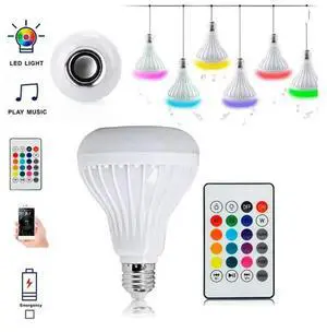 E27 RGB Wireless Bluetooth Speaker Bulb Music Playing Dimmable LED Bulb Light Lamp With Remote Controller